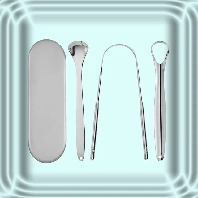 Alt view image 2 of 4 - As Seen On TV Tongue Scraper - 4 Piece Kit - (Silver)
