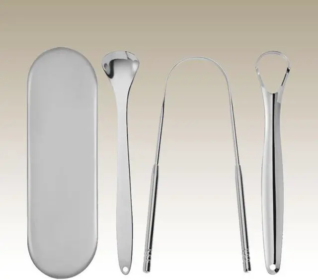 Alt view image 4 of 4 - As Seen On TV Tongue Scraper - 4 Piece Kit - (Silver)