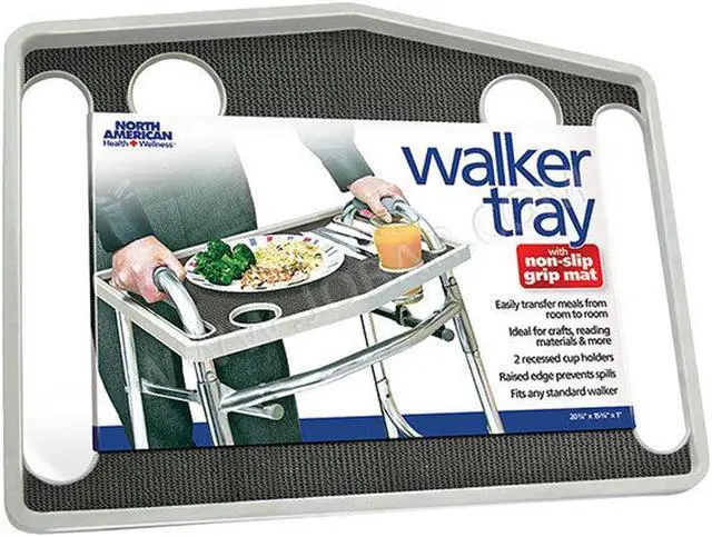 Alt view image 2 of 6 - Walker Tray w Non Slip Grip Mat- Gray