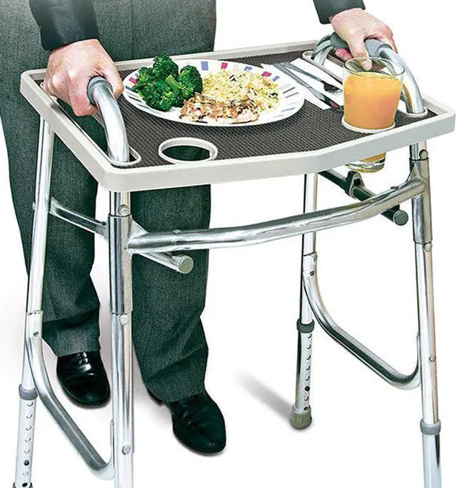 Alt view image 3 of 6 - Walker Tray w Non Slip Grip Mat- Gray