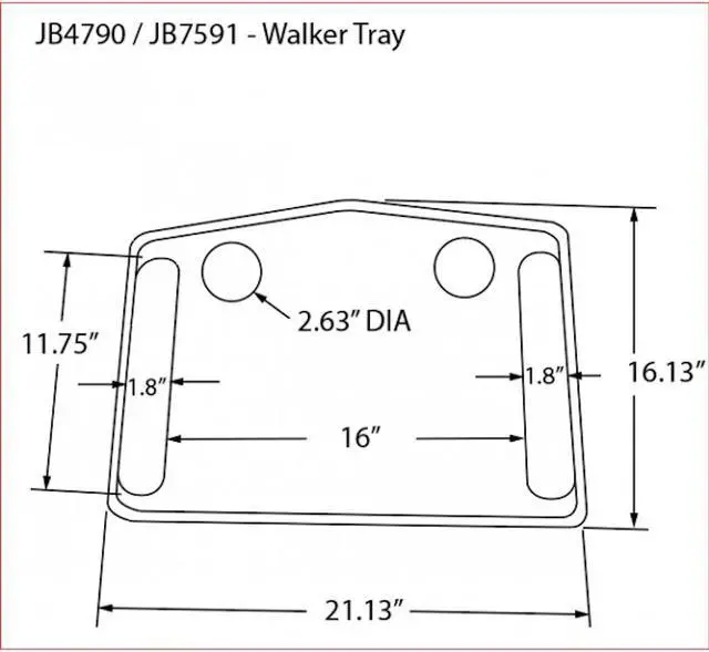 Alt view image 6 of 6 - Walker Tray w Non Slip Grip Mat- Gray