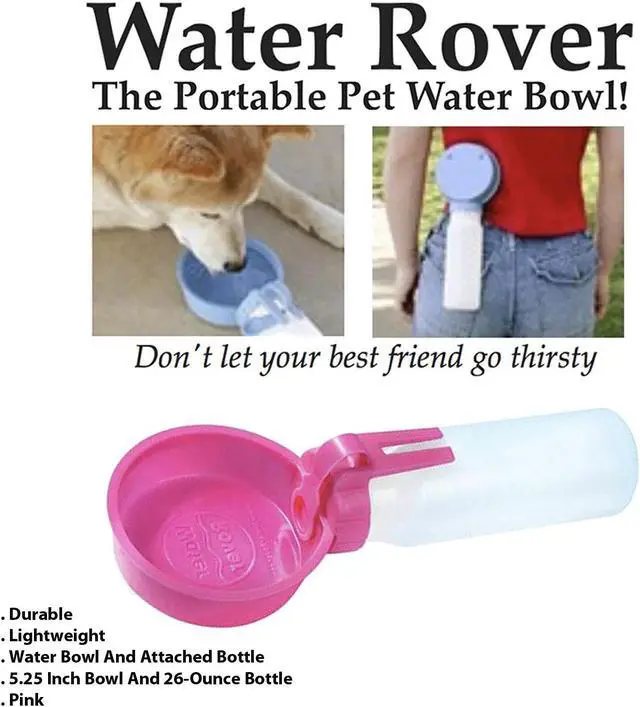 Alt view image 3 of 4 - Water Rover Regular 4-Inch Bowl and 15-Ounce Bottle, Pink