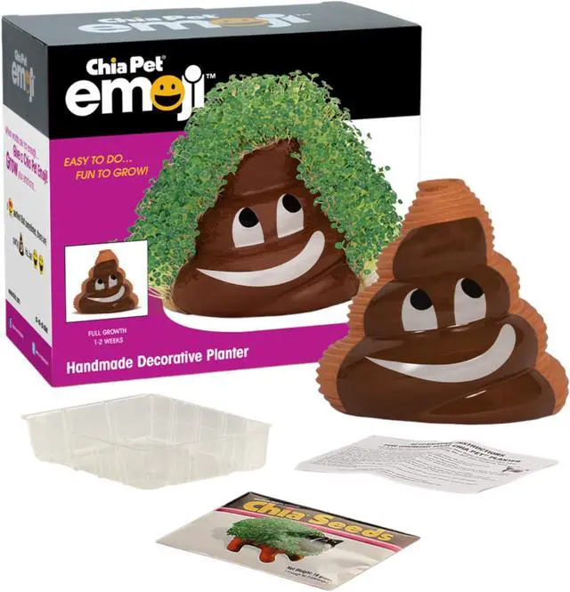 Alt view image 6 of 6 - Chia Pet Emoji Poopy with Seed Pack, Decorative Pottery Planter, Easy to Do and Fun to Grow, Novelty Gift, Perfect for Any Occasion