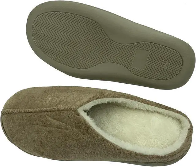Main image of Serenis Men's Memory Foam Slippers, Taupe- Small (6-7)