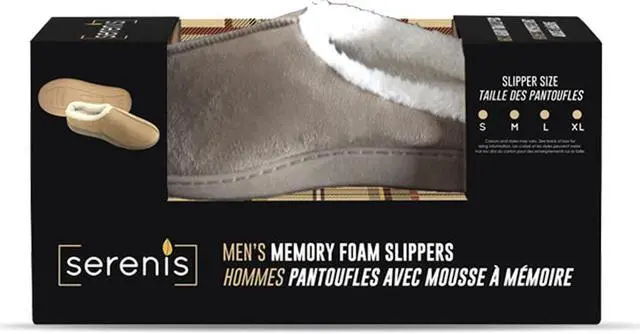 Alt view image 2 of 3 - Serenis Men's Memory Foam Slippers, Taupe- Small (6-7)