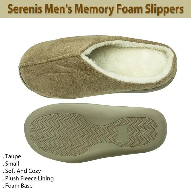 Alt view image 3 of 3 - Serenis Men's Memory Foam Slippers, Taupe- Small (6-7)