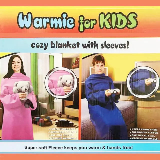 Alt view image 4 of 5 - Warmie for Kids - Cozy Blank with Sleeves - Blue