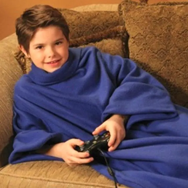 Alt view image 3 of 5 - Warmie for Kids - Cozy Blank with Sleeves - Blue