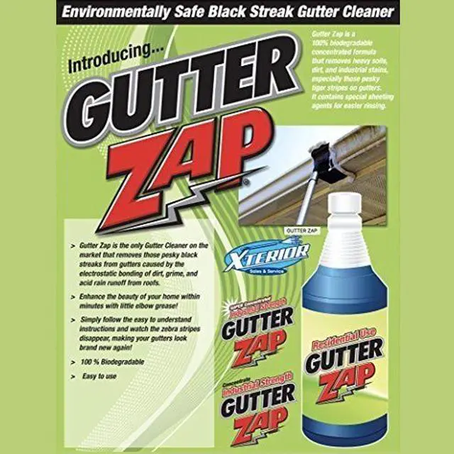Alt view image 2 of 6 - Gutter Zap Environmentally Safe Black Streak Commercial -32 fl oz. (1 Quart)