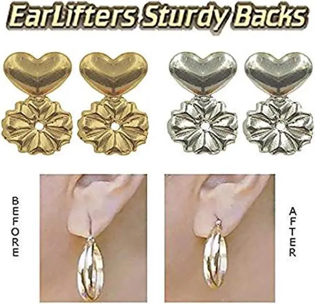 Alt view image 2 of 5 - Hypoallergenic Earring Lifters for Women - 2 Pairs Adjustable