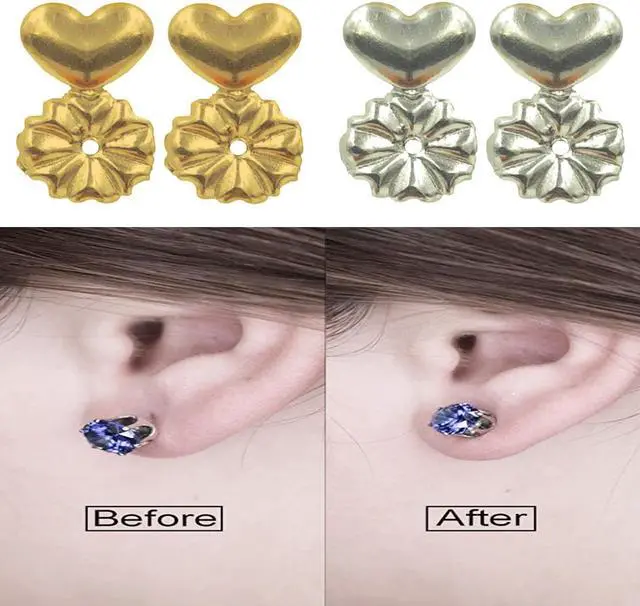Alt view image 4 of 5 - Hypoallergenic Earring Lifters for Women - 2 Pairs Adjustable