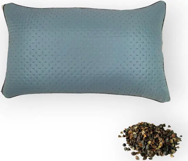 Alt view image 3 of 5 - SobaMakura Buckwheat Pillow - The Original SobaMakura Buckwheat Pillow - Blue