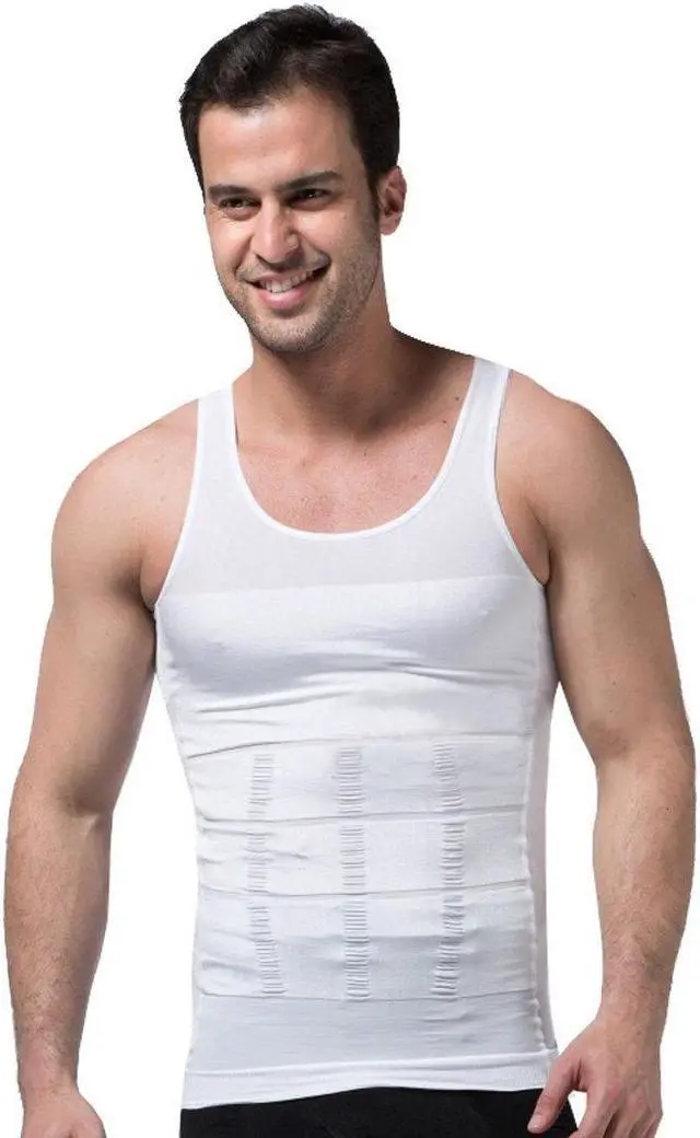 Main image of Men's Instant Slimming Tank Top - White- Medium