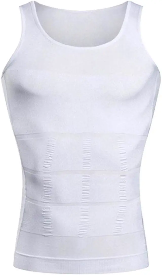 Alt view image 2 of 4 - Men's Instant Slimming Tank Top - White- Extra Large