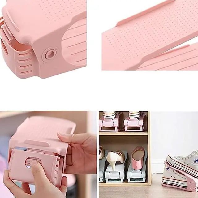 Alt view image 4 of 5 - Shoe Double Decker - Efficient Space-Saving Organizer- Pink