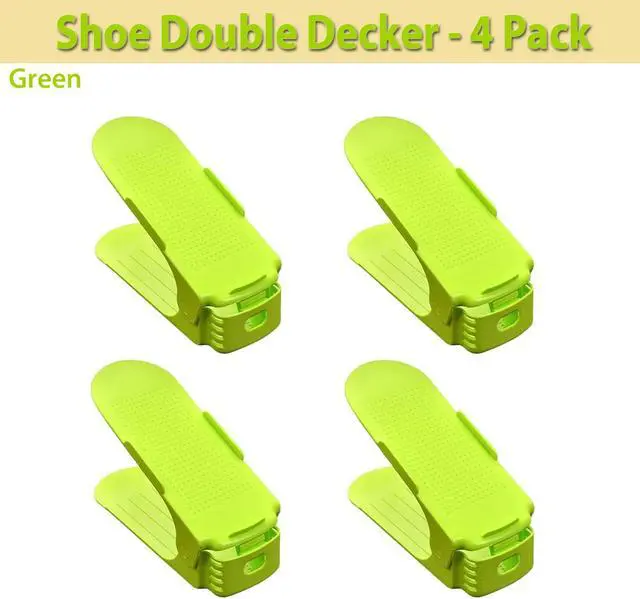 Alt view image 3 of 3 - Shoe Double Decker - Efficient Space-Saving Organizer- Green - 4 Pack