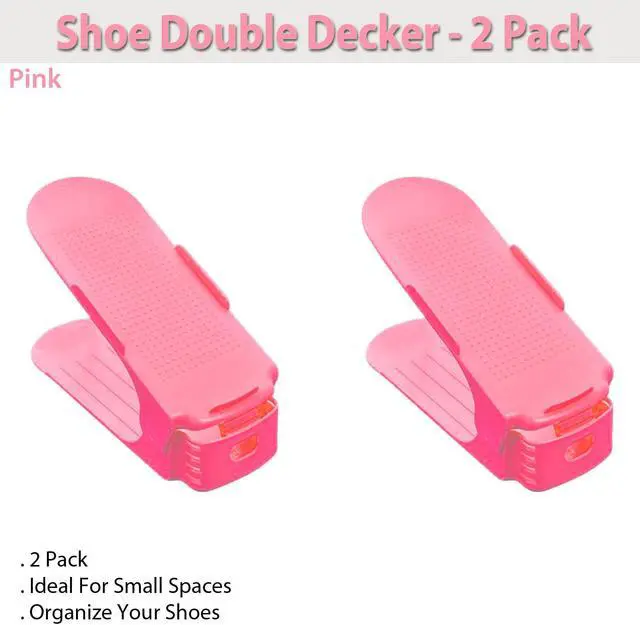 Alt view image 4 of 6 - Shoe Double Decker - Efficient Space-Saving Organizer- Pink - 2 Pack