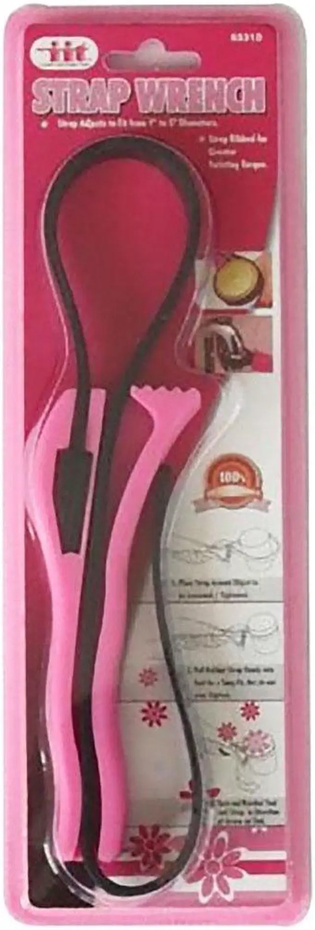 Main image of Ladies Pink Strap Wrench - Lightweight Adjustable Nylon Tool for Jar Lids,  Pipes & DIY