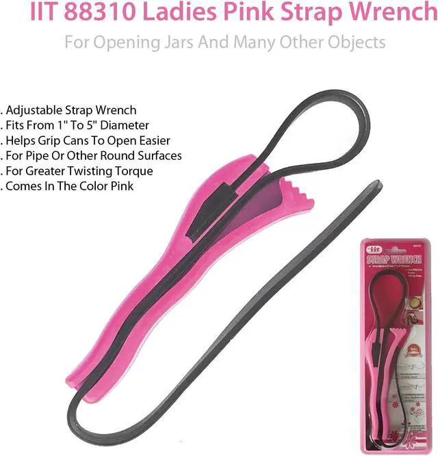 Alt view image 4 of 5 - Ladies Pink Strap Wrench - Lightweight Adjustable Nylon Tool for Jar Lids,  Pipes & DIY