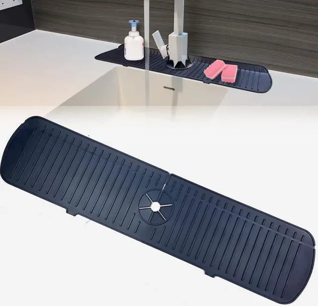 Alt view image 3 of 5 - Kitchen Sink Splash Guard - Black -Large  (24.01" x 5.7")