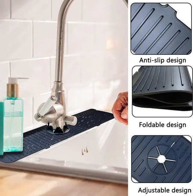 Alt view image 5 of 5 - Kitchen Sink Splash Guard - Black -Large  (24.01" x 5.7")