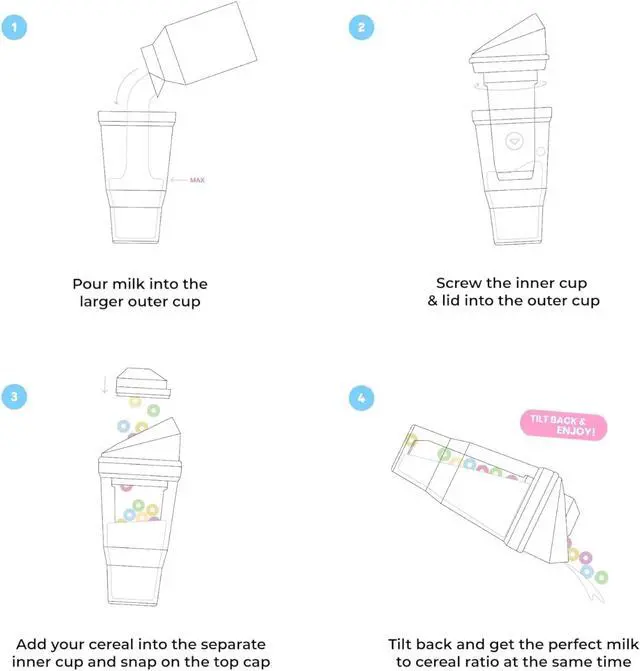 Alt view image 4 of 4 - The CrunchCup XL - A Portable Cereal Cup  -  Black