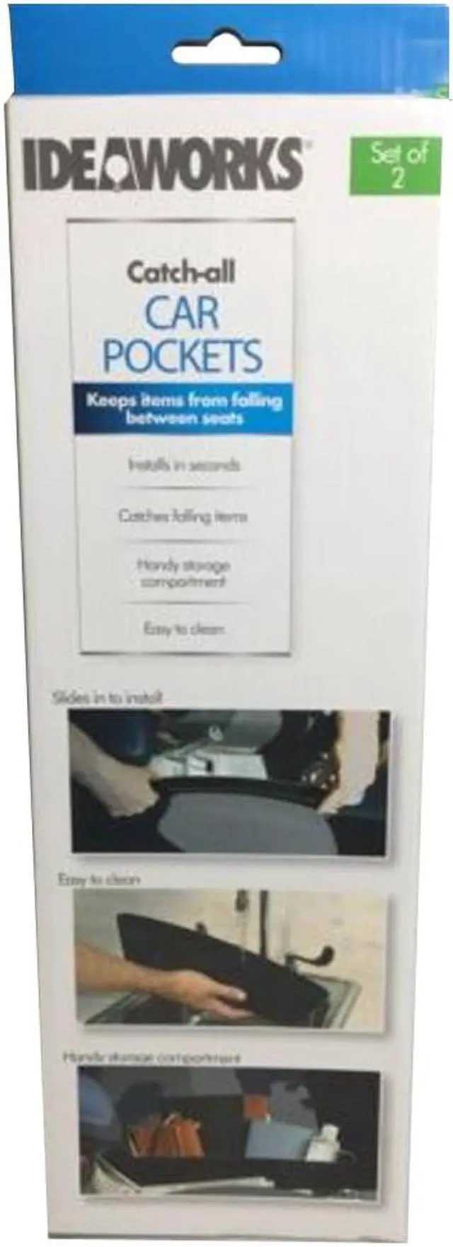 Alt view image 3 of 4 - IdeaWorks - Catch All Car Pockets, Plastic, 14 1/2" L x 2 1/4" W, Set of 2