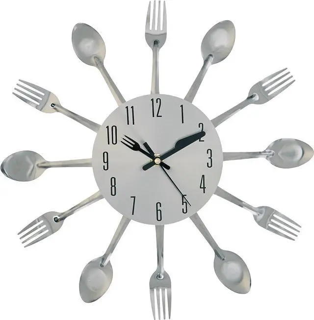 Alt view image 3 of 8 - Kitchen Decor Spoon Fork Clock, Silver, 1 Each