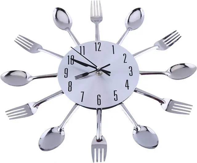 Alt view image 5 of 8 - Kitchen Decor Spoon Fork Clock, Silver, 1 Each