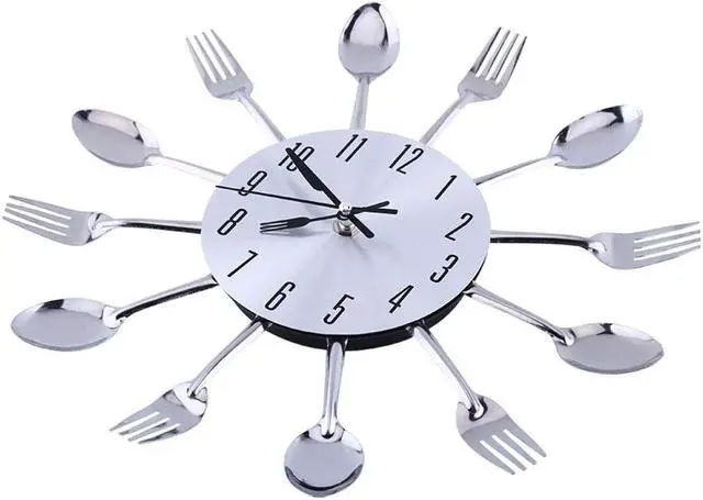 Alt view image 8 of 8 - Kitchen Decor Spoon Fork Clock, Silver, 1 Each