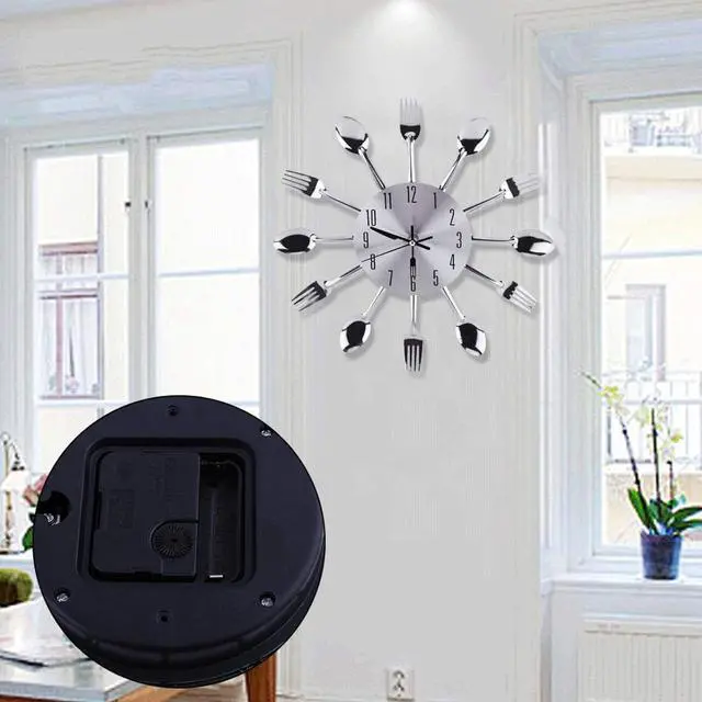 Alt view image 6 of 8 - Kitchen Decor Spoon Fork Clock, Silver, 1 Each