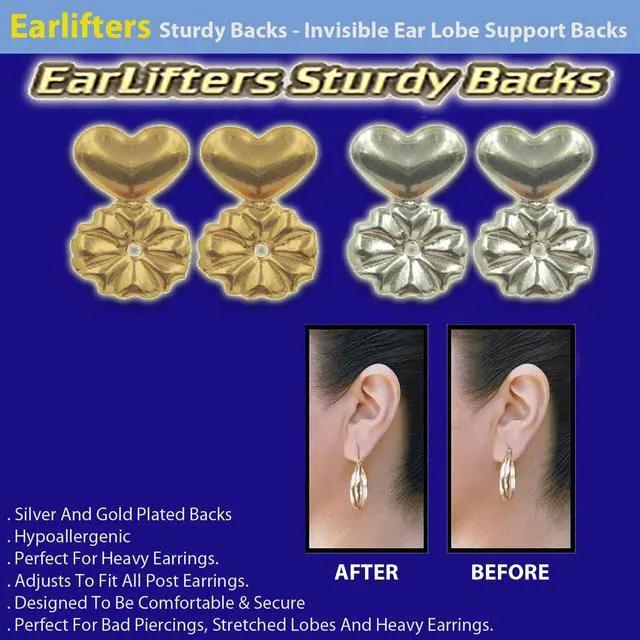 Alt view image 4 of 4 - Earlifters Sturdy Backs - Invisible Ear Lobe Support Backs