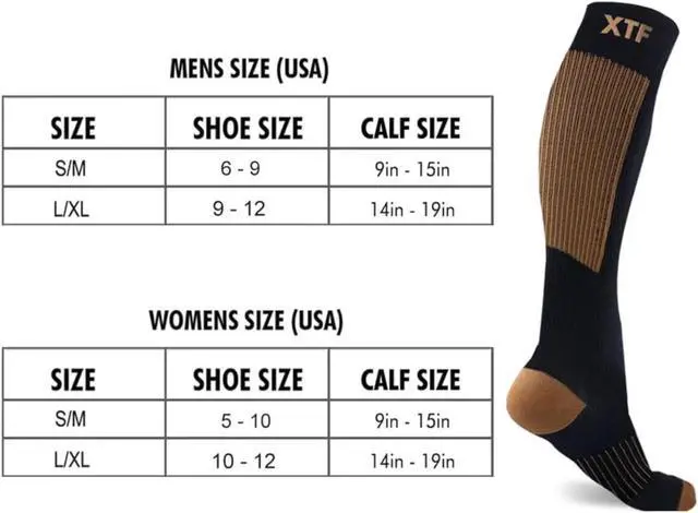Alt view image 2 of 5 - Copper Flux Anti-Fatigue Knee-High Compression Socks - Black -S/M