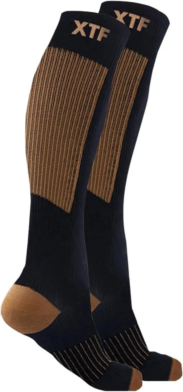 Alt view image 5 of 5 - Copper Flux Anti-Fatigue Knee-High Compression Socks - Black -S/M