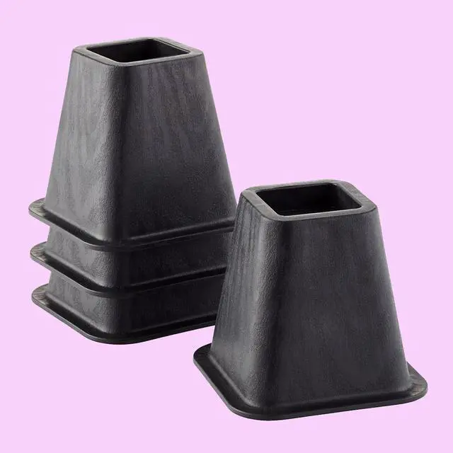 Alt view image 5 of 6 - Trademark Home Collection 4-Pack Bed Risers, 6-Inch, Black