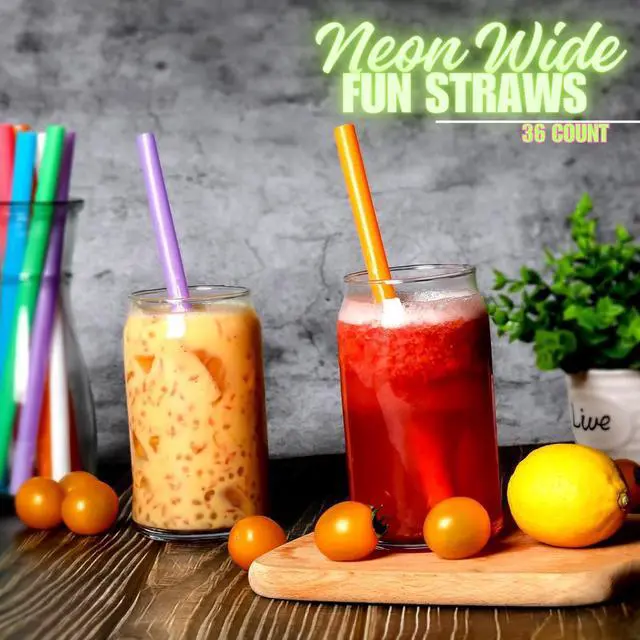 Alt view image 4 of 4 - Neon Wide Fun Straws (36 ct)