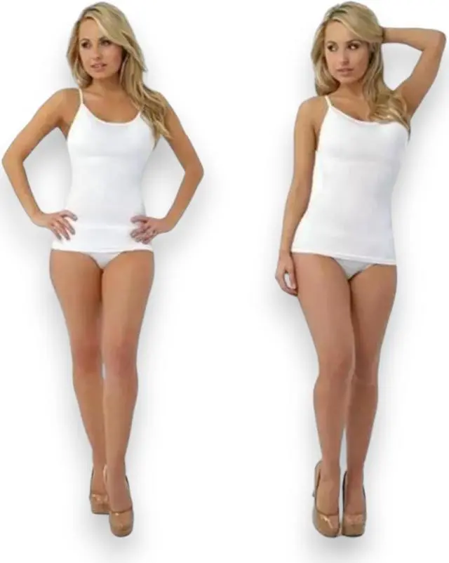 Alt view image 3 of 4 - Belvia Shapewear Slimming Top (White) Large 16-18