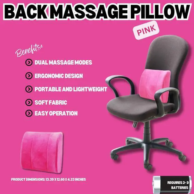 Alt view image 6 of 6 - Back Massage Pillow (Pink) - Two Massage Modes