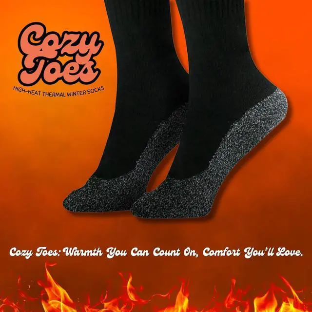 Alt view image 4 of 4 - Cozy Toes High-Heat Thermal Winter Socks - Black - Small/Medium