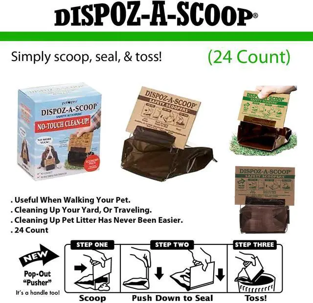 Alt view image 4 of 4 - HealthPro Dispoz-A-Scoop No Touch Mess Odor Sanitary Dog Poop Scoopers 24 Pack