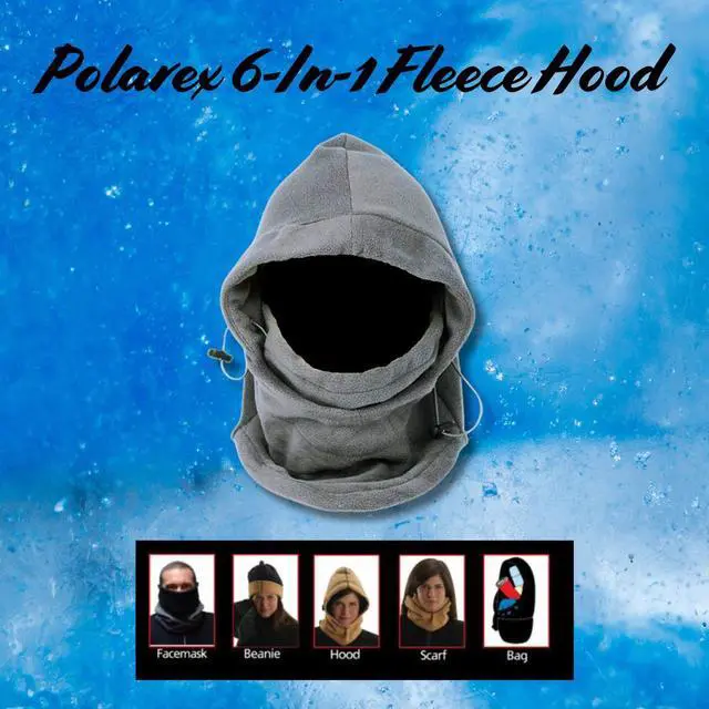 Alt view image 4 of 4 - 6-in-1 PolarEx EXTREME Fleece Hood in Charcoal - Multi-Function Design