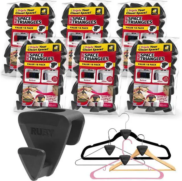 Main image of Ruby Space Triangles, 108-Pc Hanger Hooks, Black