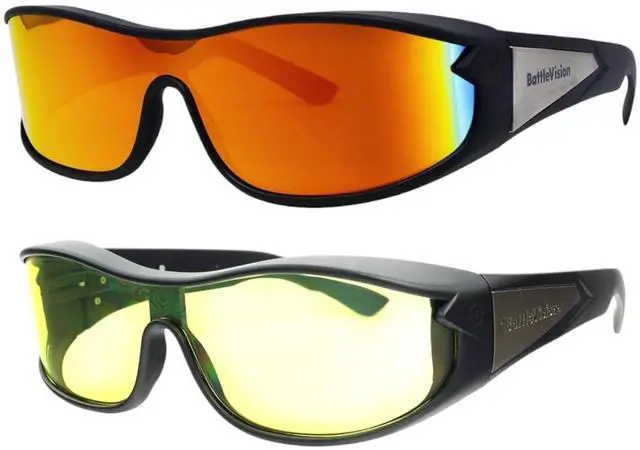 Main image of Battle Vision Wrap Around Sunglasses - Day & Night Vision 2 Pack