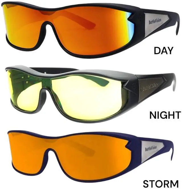 Main image of Battle Vision Wrap Around Glasses 3-Pack  Day, Night & Storm Sunglasses