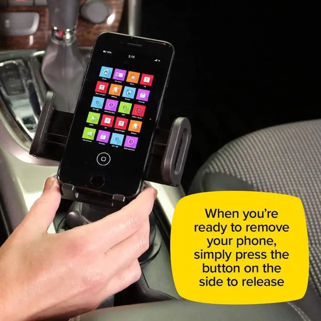 Alt view image 4 of 7 - Cup Call Car Phone Mount - Adjustable Cup Holder (Silver)
