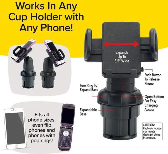 Alt view image 7 of 7 - Cup Call Car Phone Mount - Adjustable Cup Holder (Silver)