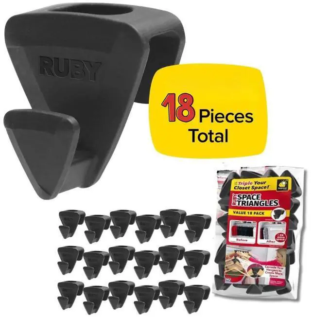 Alt view image 5 of 7 - Ruby Space Triangles, 18-Pc Hanger Hooks, Black