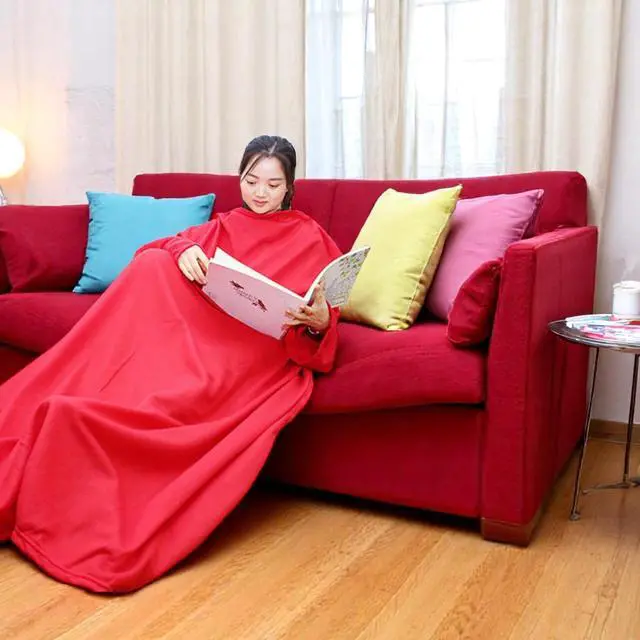 Alt view image 6 of 6 - Warmie- Cozy Blanket with Sleeves -Red