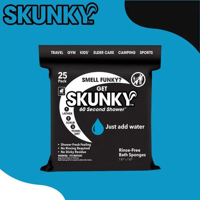 Alt view image 2 of 7 - Skunky  No-Rinse Bathing Wipes  Fast & Easy Shower-Free Cleaning, 25 Count