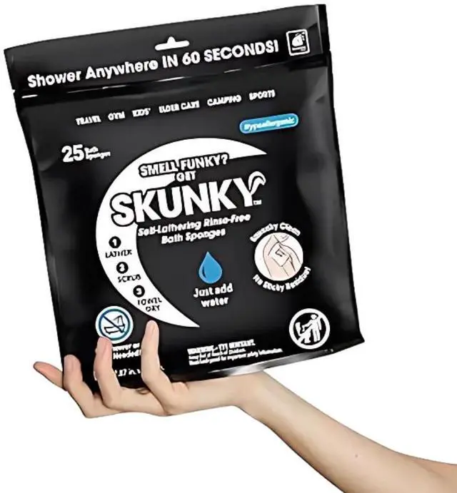 Alt view image 5 of 7 - Skunky  No-Rinse Bathing Wipes  Fast & Easy Shower-Free Cleaning, 25 Count